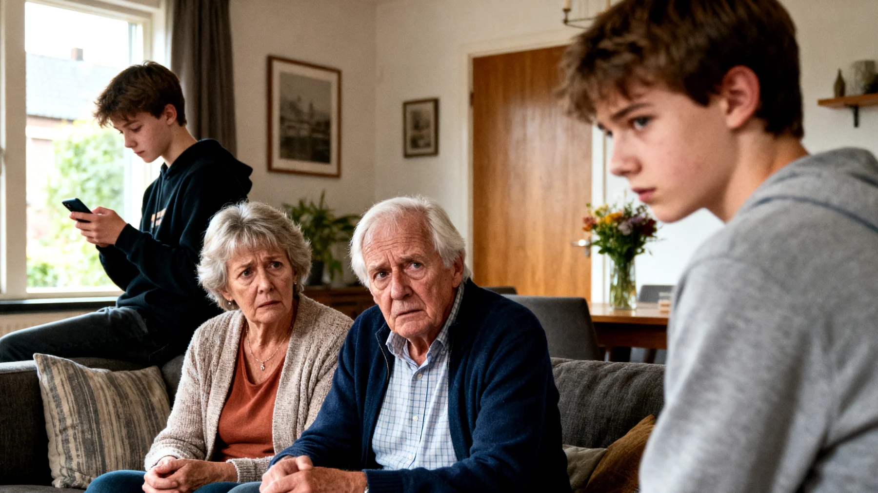 Grootouders die moeite hebben om grenzen te stellen aan hun adolescente kleinkinderen door overmatige permissiviteit"