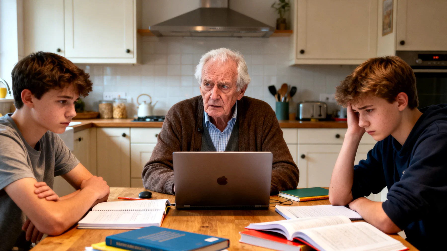 Opa worstelt met de studiemotivatie en schoolprestaties van zijn adolescente kleinkinderen"